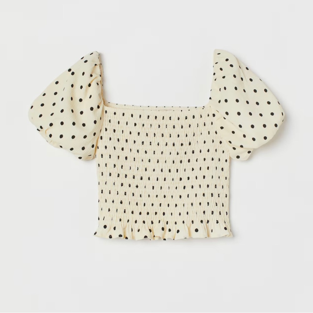 Polka Dot Puff Sleeve Top